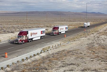 California firm demonstrates truck platooning technology in Nevada